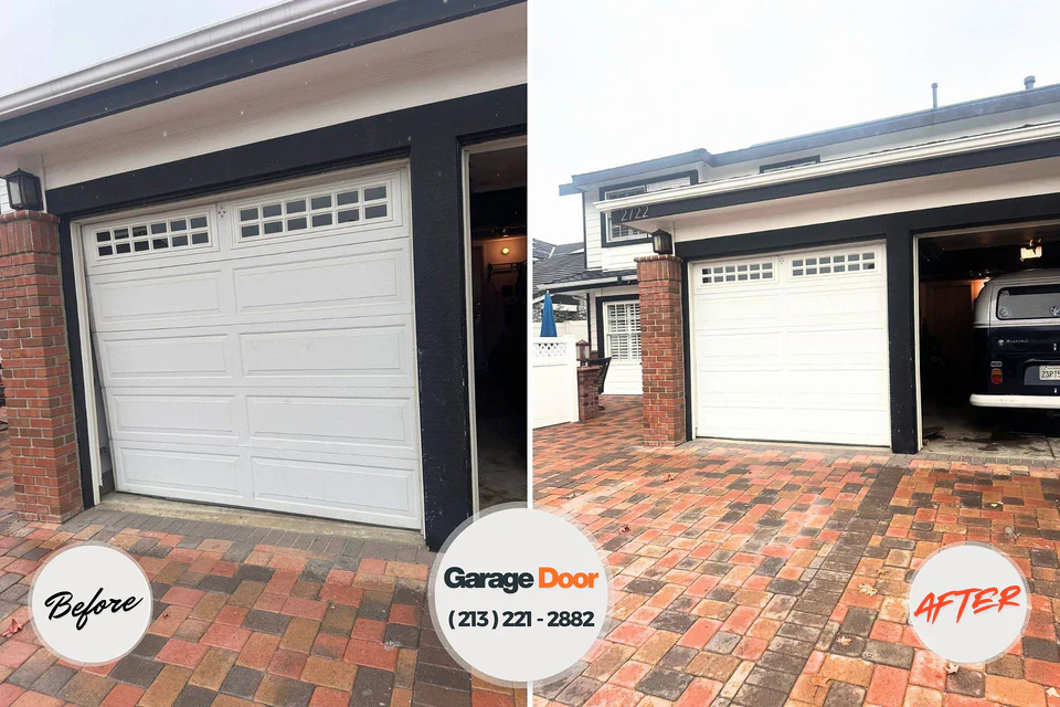 Before and after: garage door repair Gainesville, MO